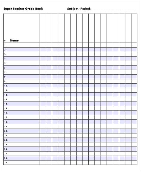 Gradebook Templates 13 Free Printable Doc Pdf And Xlx Formats