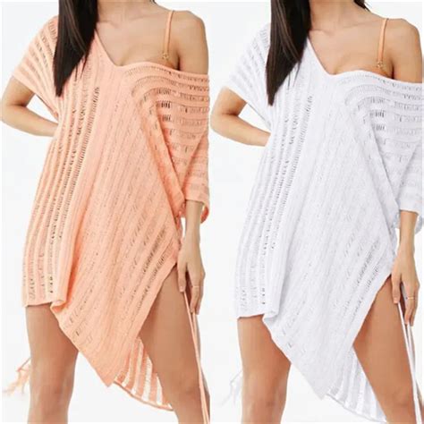 2019 Crochet White Knitted Beach Cover Up Dress Tunic Long Pareos Bikinis Cover Ups Swim Cover