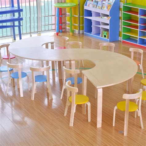 Wooden Tables And Chairs Kindergarten Children Learning Desk Training