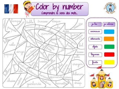 French Color By Number Learning Game Treasure Hunt 4 Kids