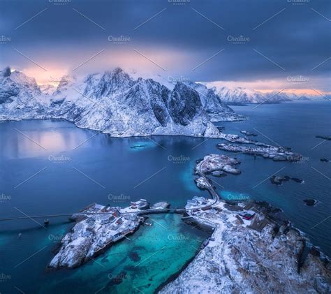 Aerial View Of Hamnoy Aerial View Aerial Texture Painting