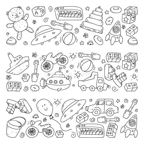 Vector Pattern With Kindergarten Toy Children Happy Children