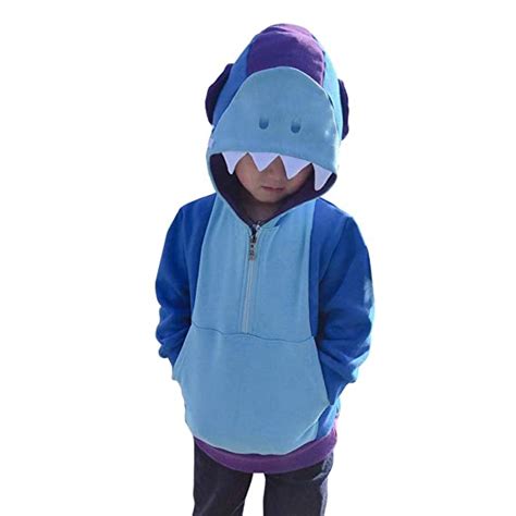 Eucc Kids Brawl Stars Costume Shark Leon Zip Up Hooded For Boys Or