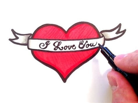 Een gedetailleerde tekening downloaden kan iedereen direct. How to Draw a Heart with a Ribbon - YouTube