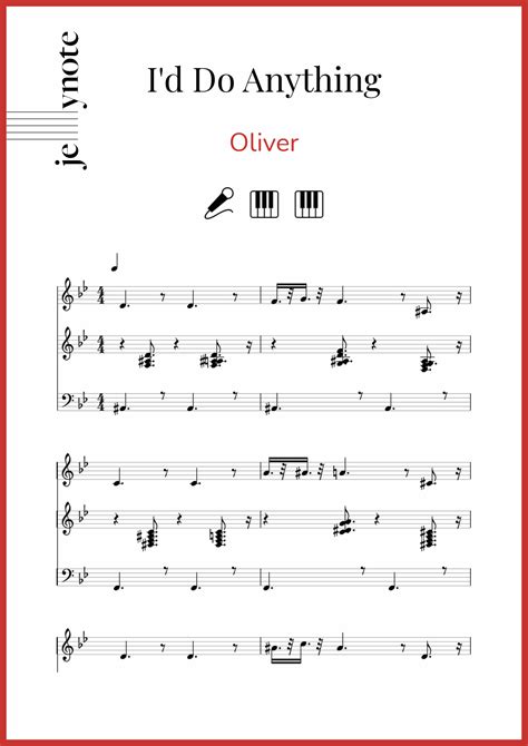 Oliver "I'd Do Anything" Voice and Piano sheet music | Jellynote