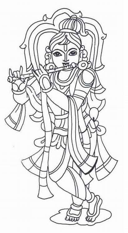Krishna Coloring Vishnu Lakshmi Pages Gods Printable
