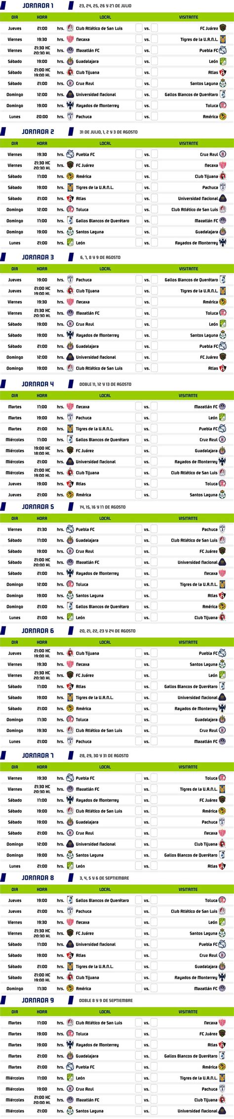Esta final del guard1anes 2020 bbva mx será su quinta final en torneos cortos donde han sumado dos estrellas a su escudo y también sufrieron dos descalabros. Liga MX: Calendario completo del Guardianes 2020 ...