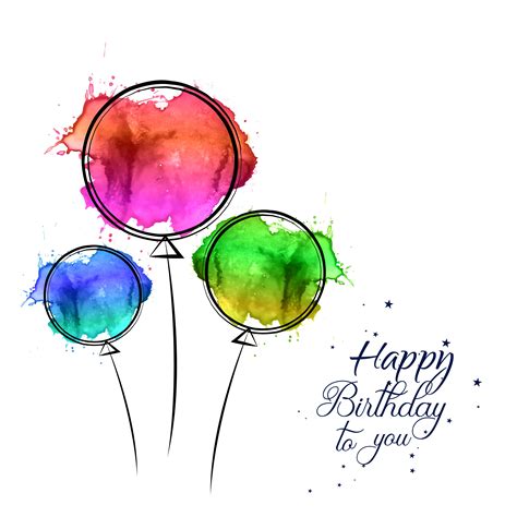 Happy Birthday Card With Watercolor Hand Drawn Balloons Design 257329