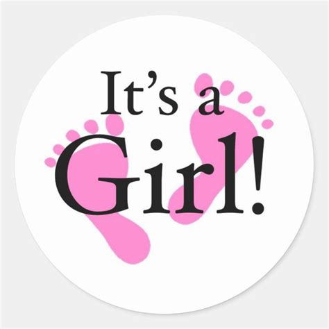Its A Girl Baby Newborn Baby Shower Classic Round Sticker Zazzle