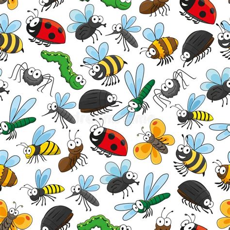 Bugs And Insects Funny Cartoon Wallpaper Stock Vector Illustration Of