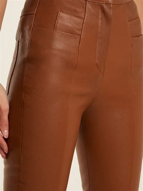 New Trendy Brown Lambskin Leather Pant Women Solid Etsy Uk