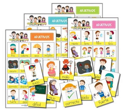 Una de las tareas más comunes en los exámenes de inglés es la de describir imágenes. SPANISH Printable ADJECTIVES Bingo Game to learn Spanish | Adjetivos, Loterias para niños ...