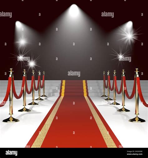 Red Carpet With Red Ropes On Golden Stanchions Stock Photo Alamy