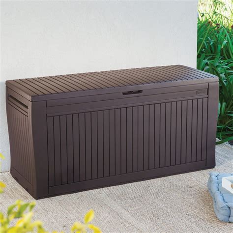 Keter Rockwood Outdoor Plastic Deck Storage Container Box 150 Gal