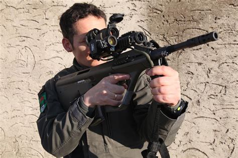 Steyr Aug A3 Sf In Use By Austrian Army Features Top Mounted Aimpoint