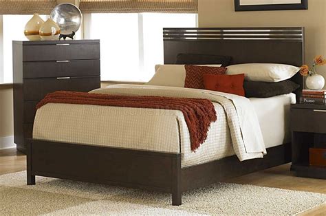 A bed is a soft, comfortable place you sleep at night. Smoky Brown Finish Contemporary Bedroom w/Optional Items