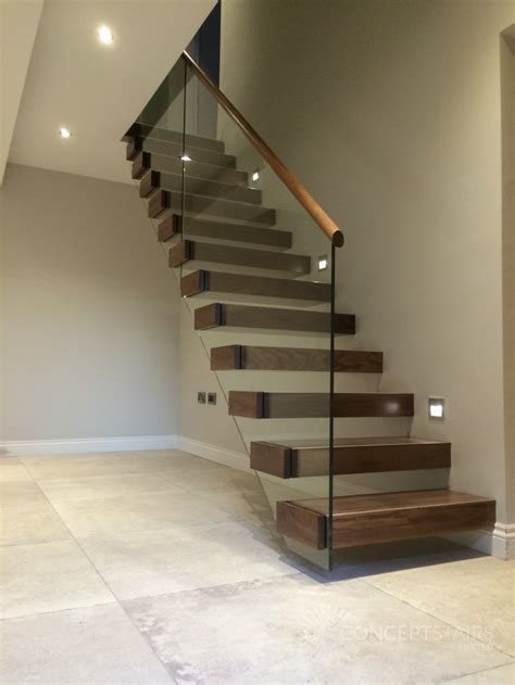 Walnut Tread Floating Cantilever Staircase Harrogate Concept Stairs