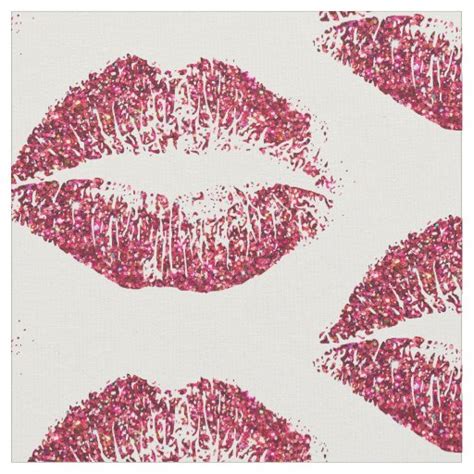 Red Glitter Lips Fabric