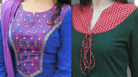 20 Neck Design For Kurtis With Contrast Fabric L Patch Work Neck