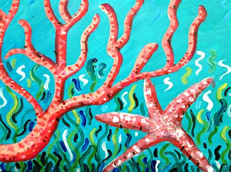Coral Reef And Starfish Painting Starfish Painting Ocean Painting
