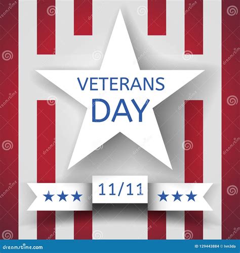 Veterans Day Banner With A White Star And A Ribbon With The Date