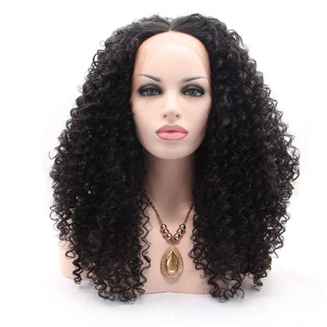 Kinky Curly Lace Front Synthetic Wigs Natural Black 1b Color Synthetic