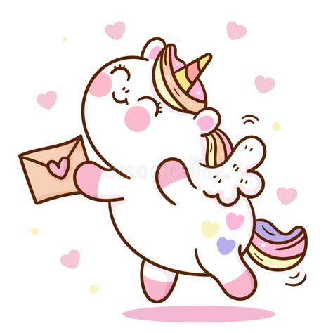 Cute Unicorn Pegasus Cupid Vector Fly On Sky With Love Letter Pony