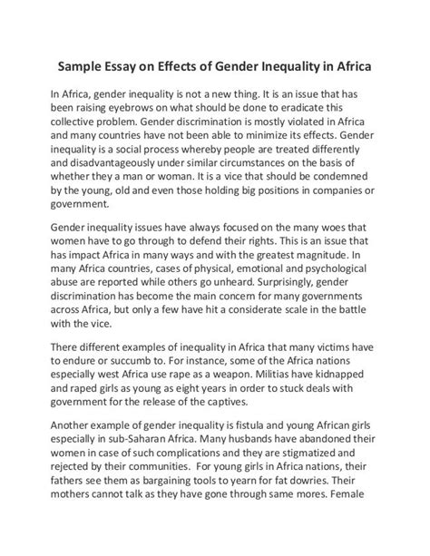 sample essay on effects of gender inequality in africa