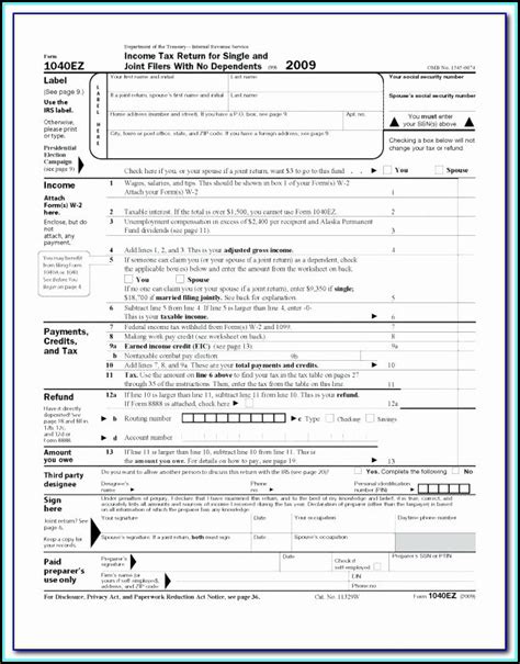 1040ez Income Tax Form Form Resume Examples Xjke0amn1r