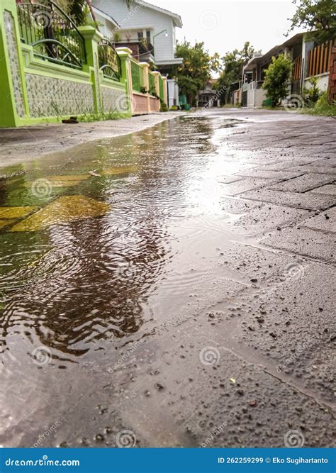 Road With Puddles After Rain Stock Image Image Of Surface Autumn