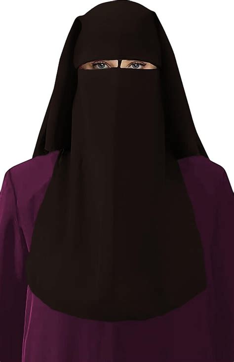 Bonballoon Long Saudi Niqab Nikab 3 Layers Burqa Hijab Face Cover Vei