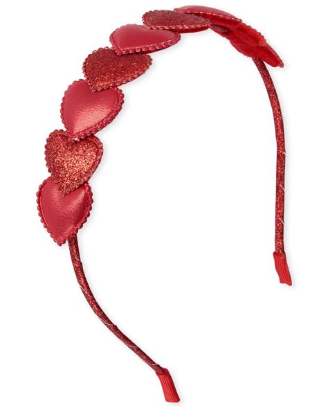 Girls Valentines Day Glitter Heart Headband