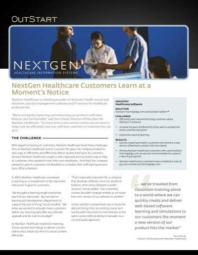 Nextgen Healthcare Customers Learn At A Moments Notice Outstart