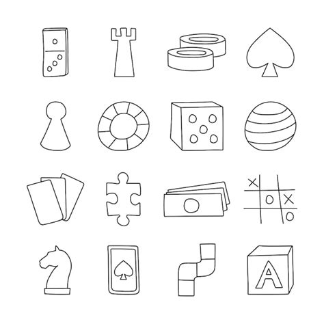 Premium Vector Board Game Icons In Hand Drawn Cartoon Style Vector