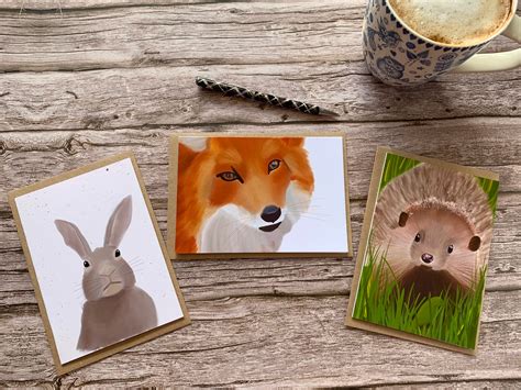 Wildlife Cards Pack Of 6 Greetings Cards Blank Inside Etsy Uk