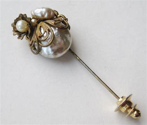 Vintage 40s Miriam Haskell Baroque Pearl Stick Pin
