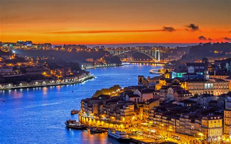 Download Wallpapers Porto Evening Sunset Porto Cityscape Maria Pia
