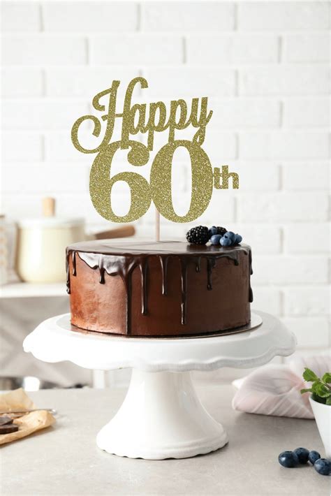 Happy 60th Cake Topper 60th Birthday Cake Topper Birthday Etsy 60th