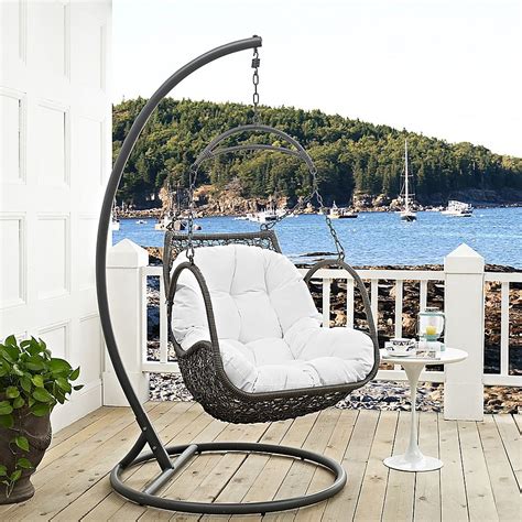 Modway Arbor Patio Stand Alone Swing Chair In White Swinging Chair