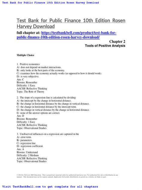 Test Bank For Public Finance 10th Edition Rosen Harvey Download Pdf