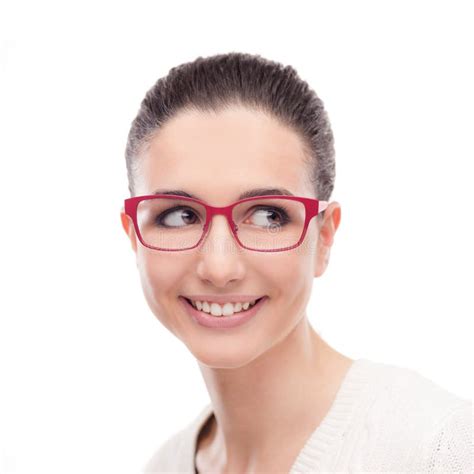 Smiling Model Posing With Fashion Eyewear Stock Image Image Of