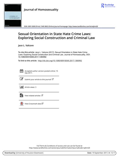 Pdf Sexual Orientation In State Hate Crime Laws Exploring Social Construction And Criminal Law