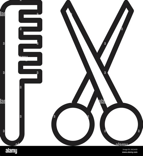 Comb And Scissors Icon Template Black Color Editable Comb And Scissors