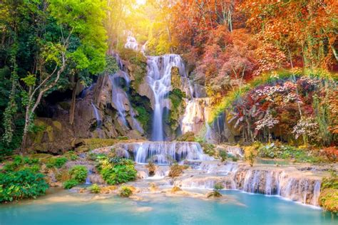 819596 4k 5k Pongour Waterfall Vietnam Waterfalls Autumn Stones