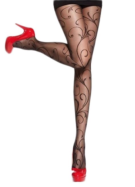 Plus Size 20 Denier Patterned Tights Sheer Black Pantyhose Adrian Secession Ebay