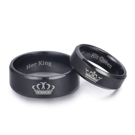From white and yellow gold rings, polished silver rings to titanium ring sets. King and Queen Rings for Couples - 2pcs His Hers Stainless ...