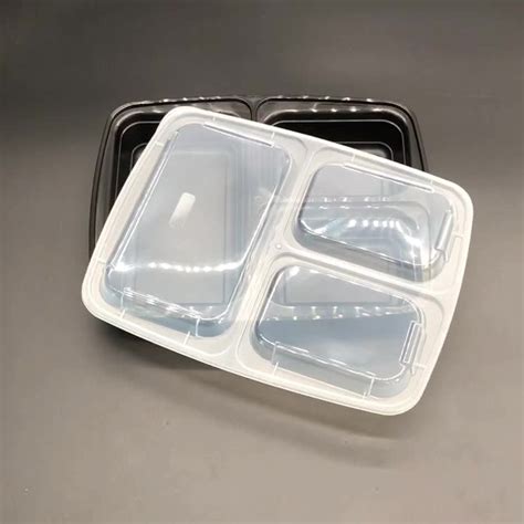 Microwave Safe 3 Compartment Food Storage Containers With Lids Reusable