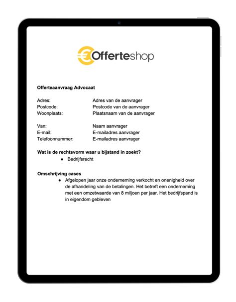 Voorbeeld Offerte Aanvragen Offerteshop