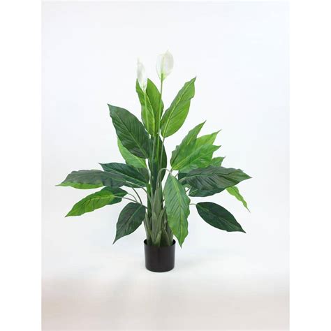 40 Inch Green Artificial Peace Lily Plant In Black Drop In Pot
