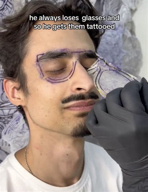 Man Gets Glasses Tattooed On His Face Because He Always Loses Them 9gag
